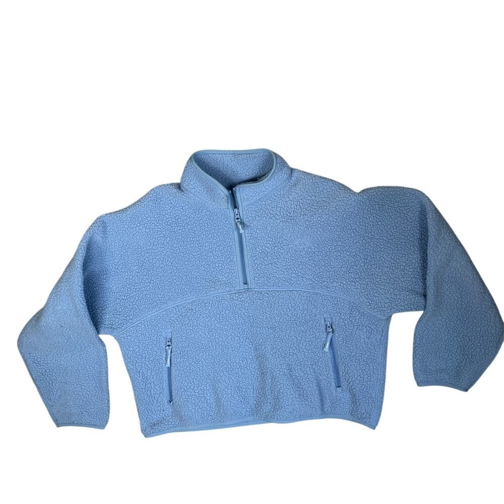 Aritzia Polartec Thermal Fleece 1/2 Zip Mockneck Pullover Blue XL